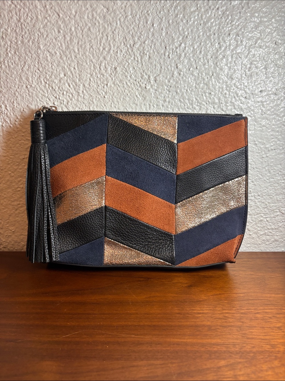 Sam Edelman Walker Suede Leather Patchwork Pouch